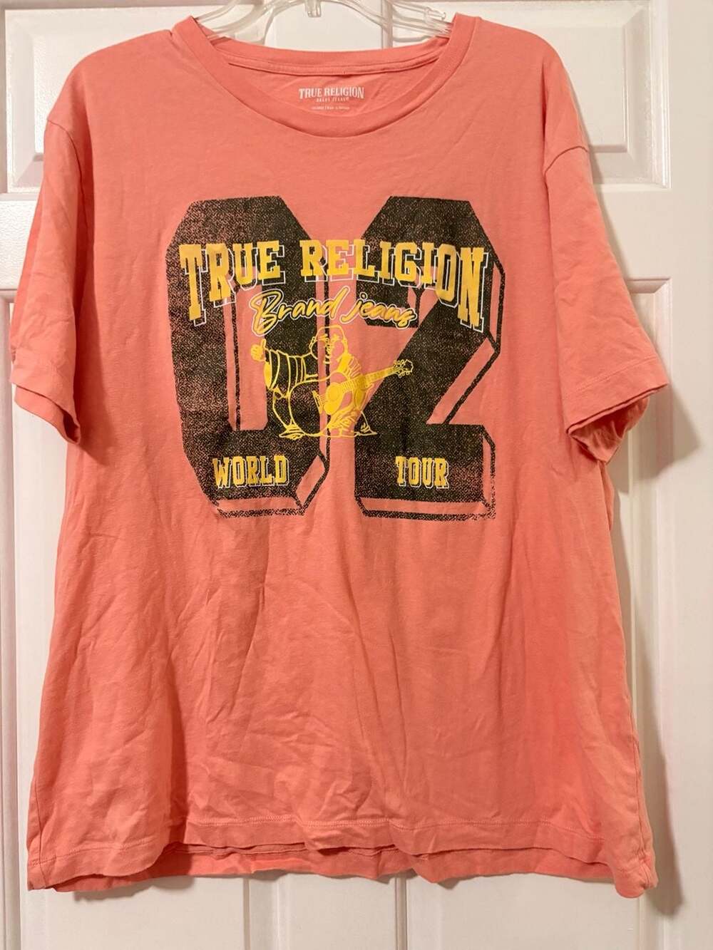 True Religion World Tour Graphic T-Shirt Size 3XLARGE Pink Buddha Logo